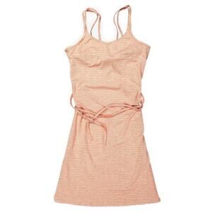 Toad & Co Capellini Orange Gray Stripe Tie Waist Sundress Shift Dress Sz S